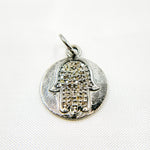 Load image into Gallery viewer, DC525. Diamond Sterling Silver Round Hamsa Charm