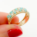 Load image into Gallery viewer, 14K Solid Gold Diamond and Turquoise Band Rings