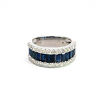Load image into Gallery viewer, 14k Solid Gold Blue Sapphire and Diamond Eternity Band Ring.