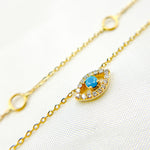 Load image into Gallery viewer, BR402460TQ. 14k Solid Gold Diamond and Gemstone Eye Necklace