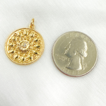 Load image into Gallery viewer, 14K Solid Gold Diamond Flower Circle Charm. GDP437
