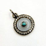 Load image into Gallery viewer, Diamond Sterling Silver Round Enamel Charm with Gemstone