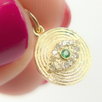 Load image into Gallery viewer, GDP460. 14K Solid Gold Diamond Evil Eye Circle Charm