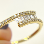 Load image into Gallery viewer, 14K Solid Gold Diamond Double Line Ring.