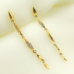Load image into Gallery viewer, EFC52055. 14K Solid Gold and Diamonds Threader Earrings