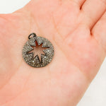 Load image into Gallery viewer, DE017. Sterling Silver Black Rhodium Diamond Round Star Pendant