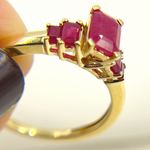 Load image into Gallery viewer, 14K Solid Yellow Gold Ruby Cluster Ring.
