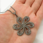 Load image into Gallery viewer, DP198. Diamond & Sterling Silver Flower Pendant