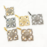 Load image into Gallery viewer, DP298. Diamond & Sterling Silver Flower Pendant with Gemstone