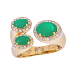 Load image into Gallery viewer, 14K Solid Gold Diamond and Emerald Three Ovals Ring