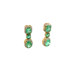 Load image into Gallery viewer, GDT502EM. 14k Solid Gold Diamond and Emerald Dangle Stud Earrings