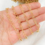 Load image into Gallery viewer, Gold Plated 925 Sterling Silver Smooth & Dimond Cut Link Paperclip Chain. V32GP