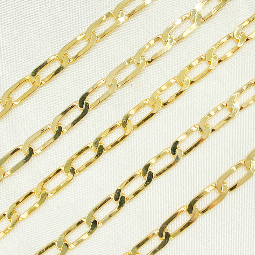 Z61GP. Gold Plated 925 Sterling Silver Ultra Flat Paperclip Link Chain