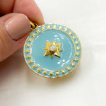 Load image into Gallery viewer, Buy Now Sterling Silver Round Enamel Pendant with Gemstone