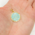 Load image into Gallery viewer, Buy Now Sterling Silver Round Libra Zodiac Enamel Pendant