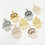 Load image into Gallery viewer, DP2005. Diamond Sterling Silver Hamsa Pendant with Gemstone