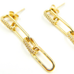 Load image into Gallery viewer, EFC51944. 14K Solid Gold and Diamonds Paper Clip Dangle Earrings