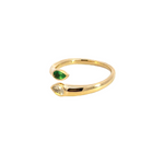 Load image into Gallery viewer, 14k Solid Gold Emerald and Diamond Drops Ring.