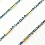 Load image into Gallery viewer, Oxidized 925 Sterling Silver Satellite Gold Plated Tube Chain. Z9GB1
