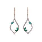 Load image into Gallery viewer, CE97268EM6X3. 14k Solid Gold Diamond and Emerald Fancy Dangle Earrings