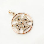 Load image into Gallery viewer, DP453. Diamond Sterling Silver Round Cross Pendant with Gemstone