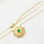 Load image into Gallery viewer, CN96235EM4. 14k Solid Gold Emerald Heart and Diamond Necklace