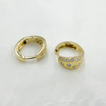 Load image into Gallery viewer, HP401867. 14K Solid Yellow Matte Gold Diamond Hoop Earring