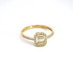 Load image into Gallery viewer, 14k Solid Gold Diamond Rectangle Ring.
