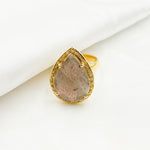 Load image into Gallery viewer, DE033. Diamond Sterling Silver Labradorite Drop Ring