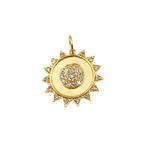 Load image into Gallery viewer, GDP184. 14K Solid Gold Diamond Sun Charm
