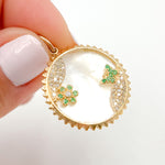 Load image into Gallery viewer, Shop Now 14K Solid Gold Round Butterfly and Flower Pendant