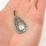 Load image into Gallery viewer, DP188. Diamond Sterling Silver Drop Shape Pendant with Polki Diamond