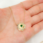 Load image into Gallery viewer, CN96235EM4. 14k Solid Gold Emerald Heart and Diamond Necklace