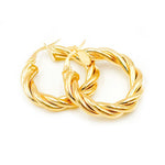 Load image into Gallery viewer, 14K Solid Gold Fancy Twisted Hollow Hoop Earrings