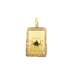 Load image into Gallery viewer, 14K Solid Gold with Diamonds Rectangle Shape Sun Charm. GDP114