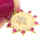 Load image into Gallery viewer, GDP442. 14K Solid Gold Diamond Circle Charm with Star