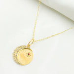 Load image into Gallery viewer, 14k Solid Gold Diamond Moon and Star Circle Charm. GDP550