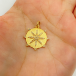 Load image into Gallery viewer, 14K Solid Gold Circle Sun Pendant with Diamonds. GDP346
