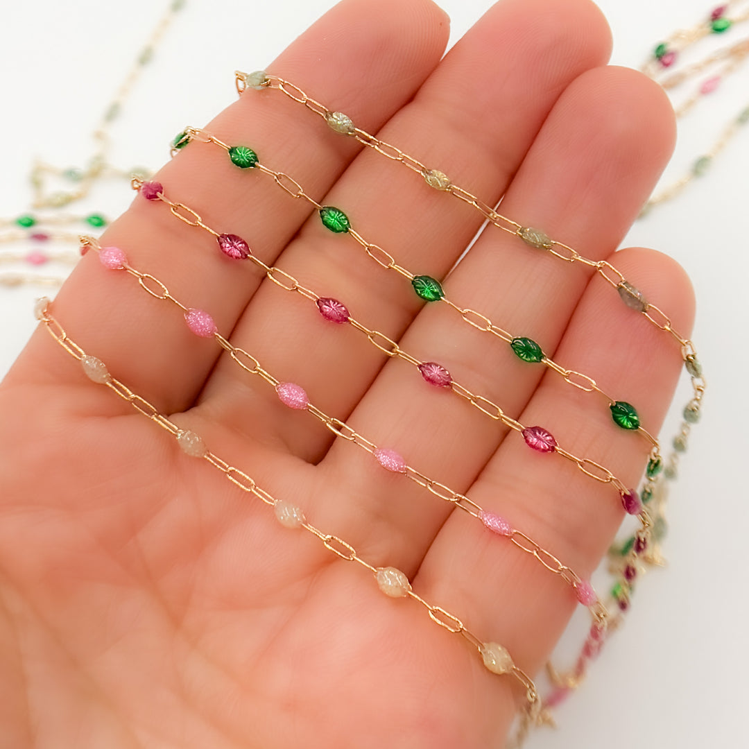 V250ENGF. 14k Gold Filled Enamel Satellite Chains