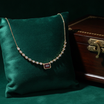 Load image into Gallery viewer, CN97270RU7X5. 14K Solid Gold Diamond & Ruby Petite Rectangle Necklace