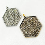 Load image into Gallery viewer, DC416. Diamond Sterling Silver Hexagon Pendant
