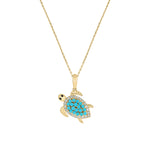 Load image into Gallery viewer, PFD33004TQ. 14K Solid Gold Diamond & Turquoise Turtle Pendant