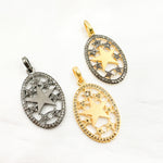 Load image into Gallery viewer, DC115. Diamond Sterling Silver Oval Star Pendant