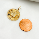 Load image into Gallery viewer, 14K Solid Gold Diamond Charm with Sun, Moon and Stars. GDP514