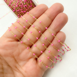 Load image into Gallery viewer, 14k Solid Gold Cable Pink Enamel Chain