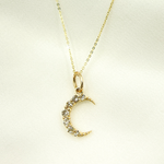 Load image into Gallery viewer, Solid Gold Diamond Moon Charm
