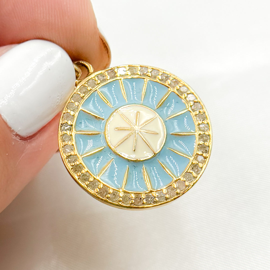 Buy Now Sterling Silver Round Star Enamel Pendant