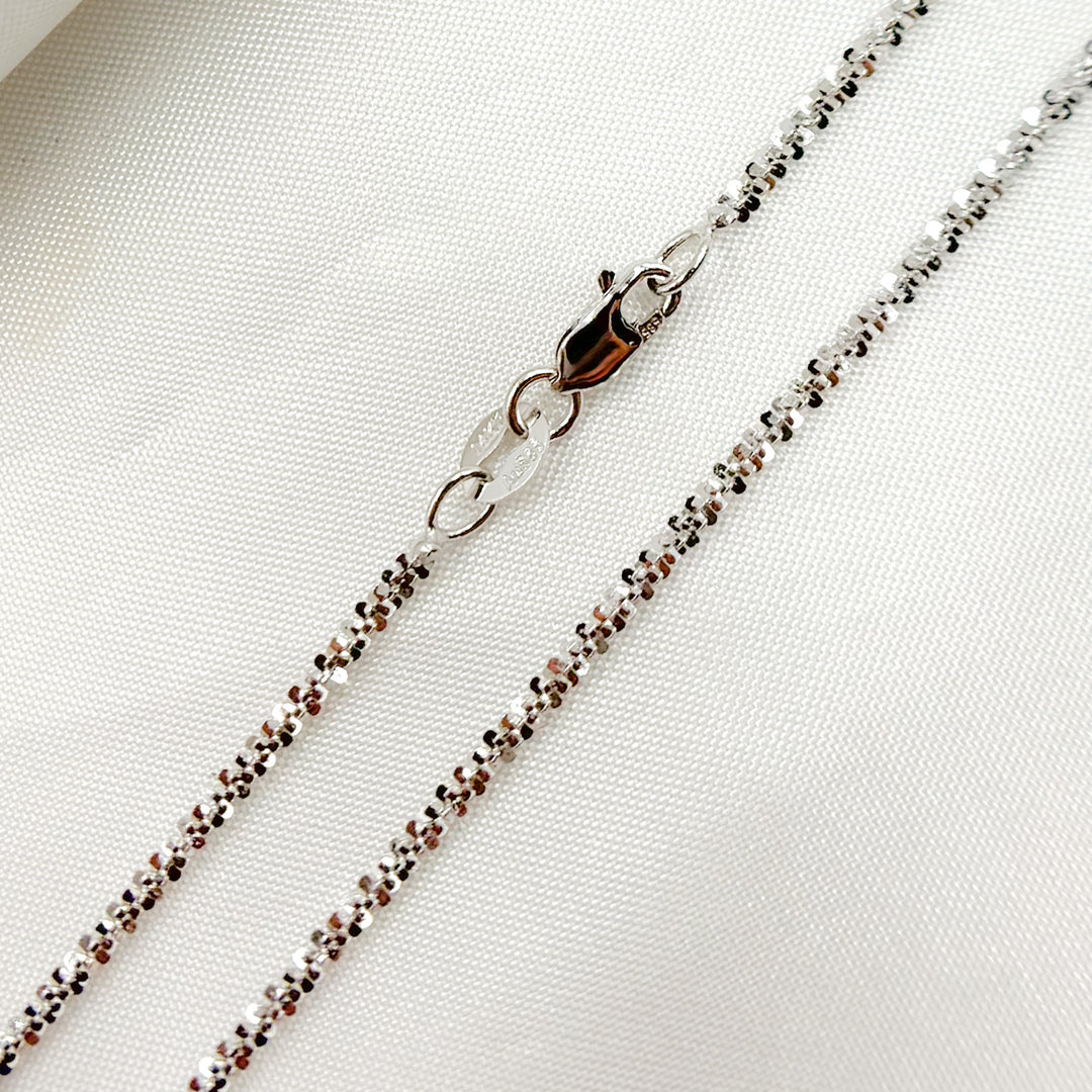 14K Solid White Gold Margarita Chain