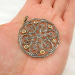 Load image into Gallery viewer, DP169. Diamond Sterling Silver Round Cross Pendant with Gemstone