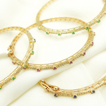 Load image into Gallery viewer, KG98. 14K Solid Gold Bangle with Diamonds and Stones